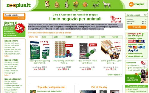 Negozio animali online